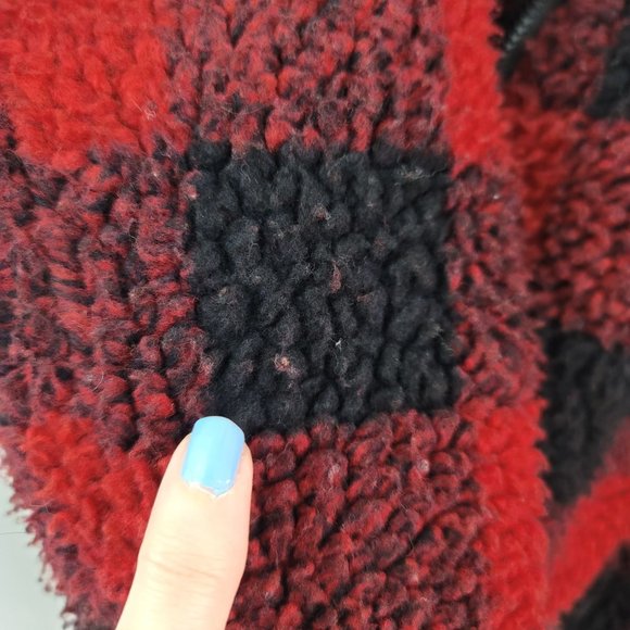 Lucky Brand Mens Sz XL Red Black Plaid Sherpa Jacket Full Zip Work Chores Barn - Picture 12 of 13